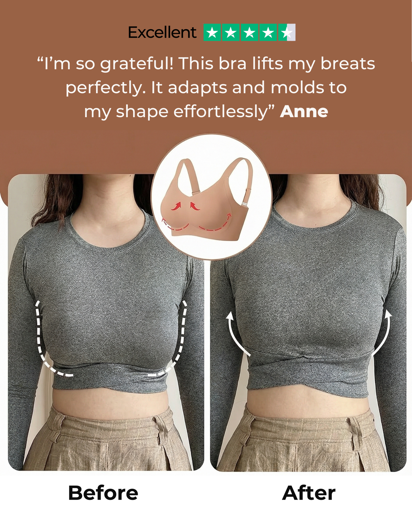 Seamless Full Coverage Push Up No Underwire Bra | Awarded Best Bra in the UK